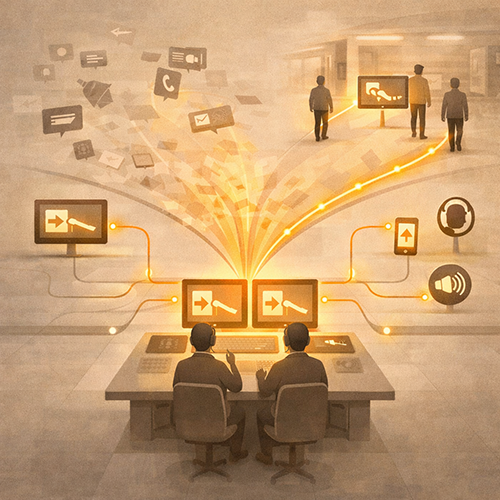 Transit crisis communication system aligning updates, staff scripts, and partner messaging across multiple channels