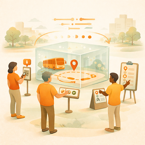 Mobility pilot dashboard showing purpose, timeline, evaluation metrics, and rider feedback loop for transparency