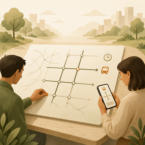 Reduced transit service with clear schedules, stable headways, and improved trip planning usability