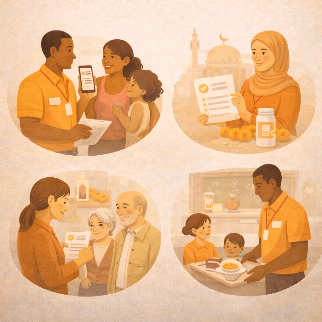 Diverse community members engaging with culturally inclusive health messaging