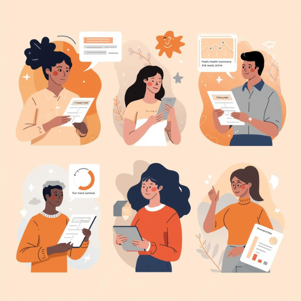 Diverse residents accessing translated and privacy-conscious public health information in multiple formats