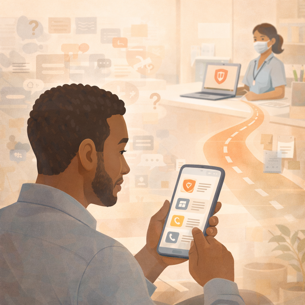 Resident relying on calm public health guidance during a stressful moment