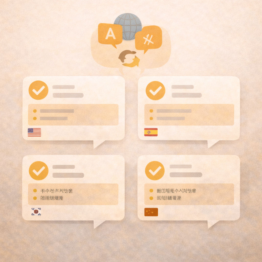 Public health messages presented in multiple languages with consistent meaning