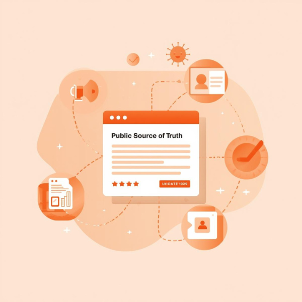 Central public health source page connected to multiple communication channels