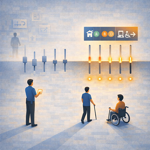Transit accessibility communication system aligning updates, signage, and staff guidance for clear and inclusive rider support