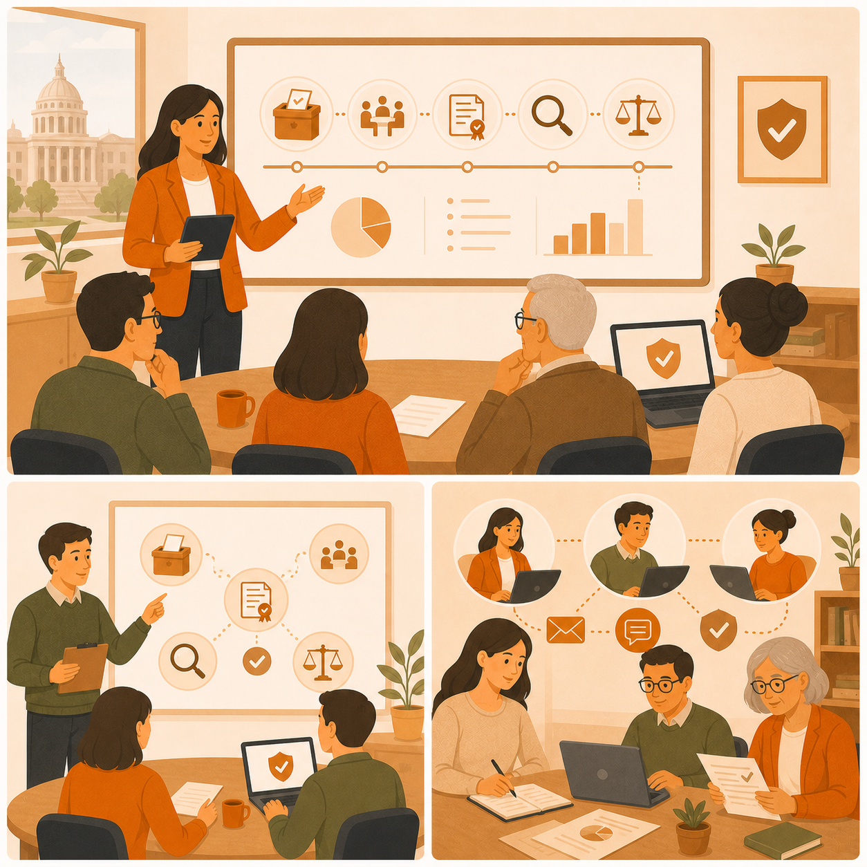 Election post-election communication explaining canvassing, audits, and certification to maintain public trust and clarity