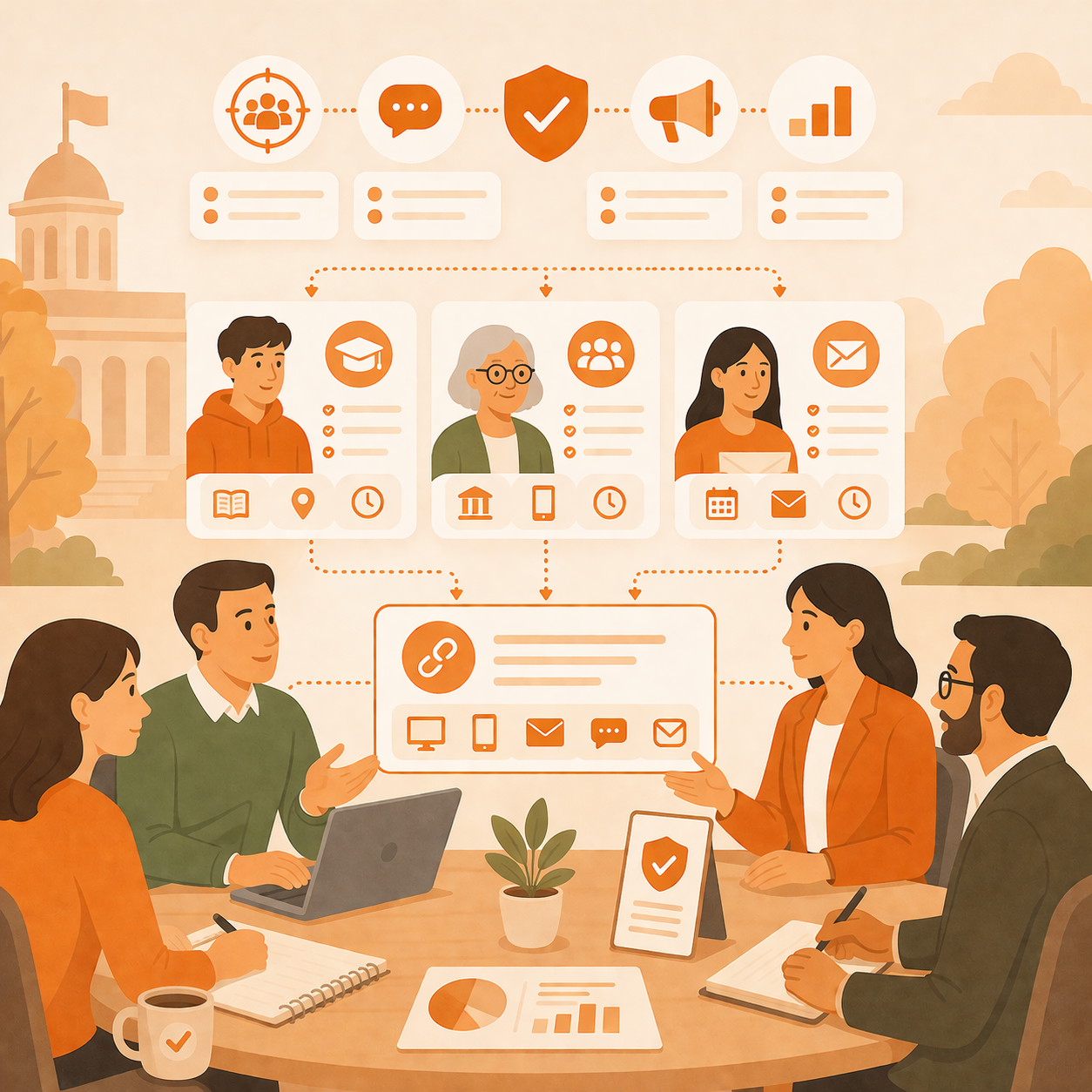 Segmented voter communication system tailoring guidance for different groups while maintaining consistency and public trust