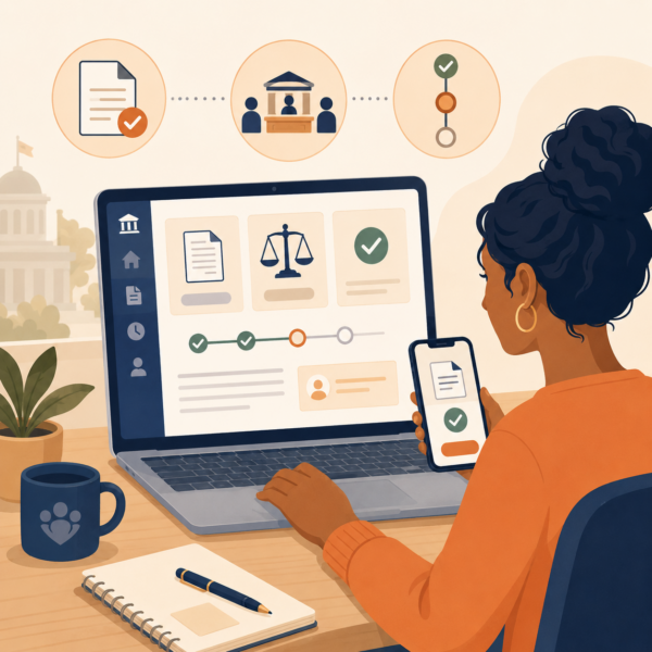 Resident submitting an online appeal request through a public benefits portal