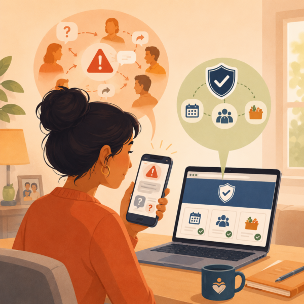 Resident compares confusing benefits messages with verified public benefits information online