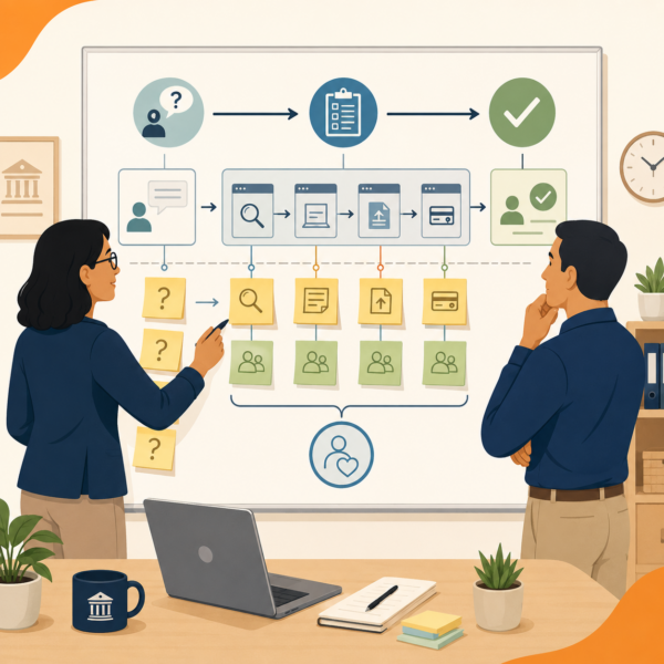 Agency staff mapping tax payer questions to clear website tasks and service pathway