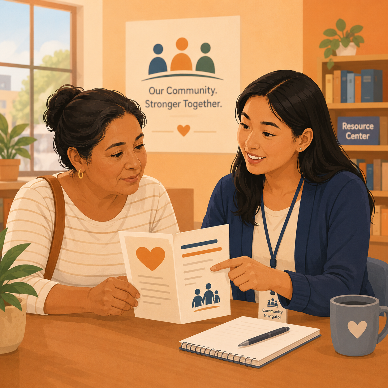 Staff member reviewing plain-language content before translation for residents.