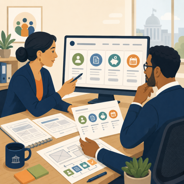 Agency staff mapping online tax service labels around clear taxpayer actions