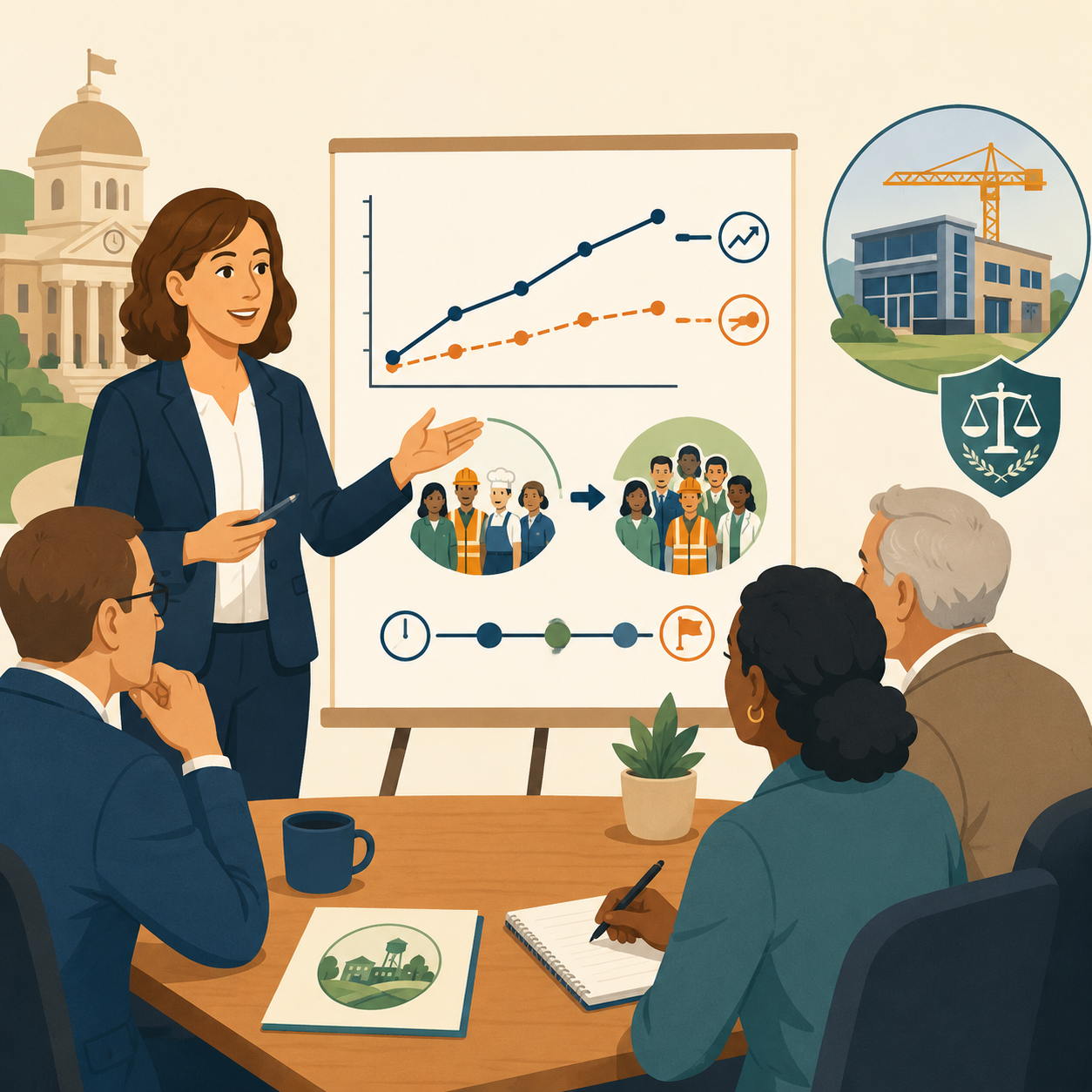 Economic development agency communicating project outcomes through transparent public reporting and community updates