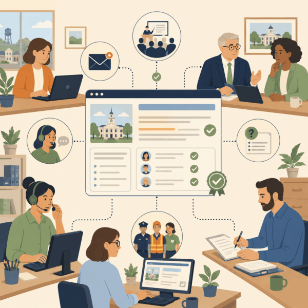 Local government using plain-language communication to explain public meeting agendas, decisions, and community issues before the meeting begins
