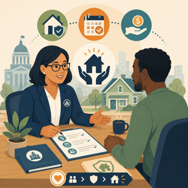 City finance staff helping a resident review options before a property tax lien sale