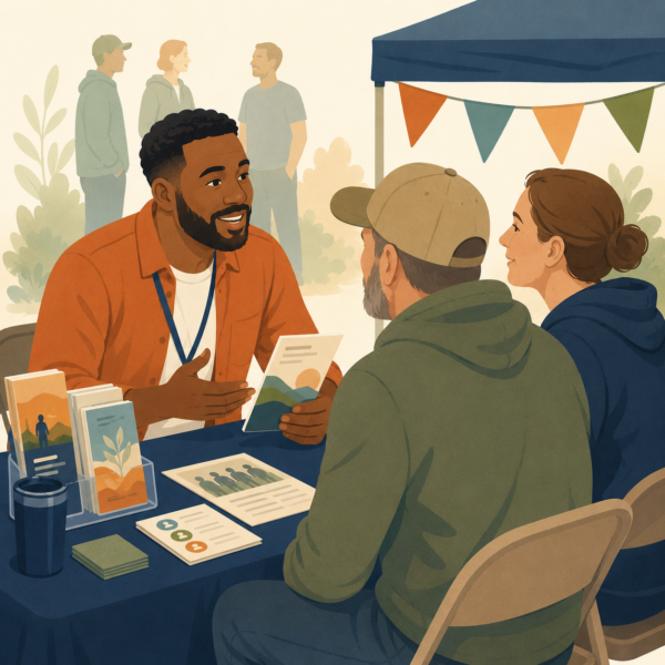 Peer support specialist helping a veteran navigate services through trusted communication and shared experience