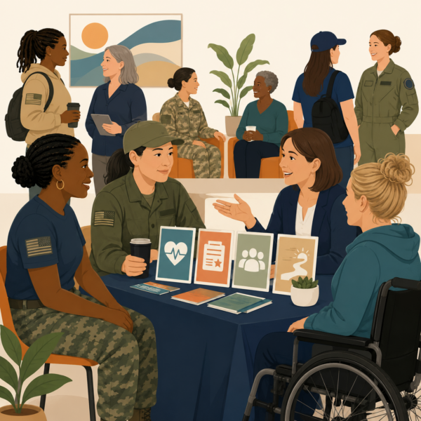 Veterans services agency conducting an outreach event focused on connecting women veterans with available benefits and support services