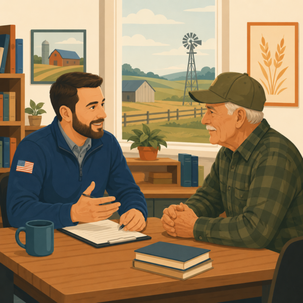 Veterans services staff explaining benefit denials and appeals to a veteran using clear, compassionate communication