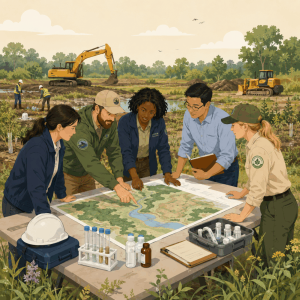 Environmental agency staff engaging communities through accessible risk communication