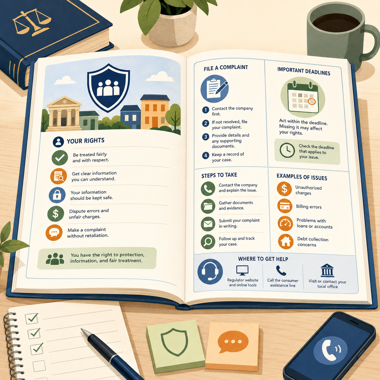 Financial regulator explaining consumer rights through a clear and easy-to-understand public guide