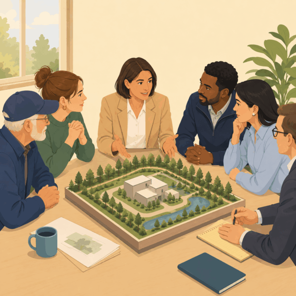Municipal and regional water quality officials communicating stormwater permit requirements through clear compliance guidance and public education