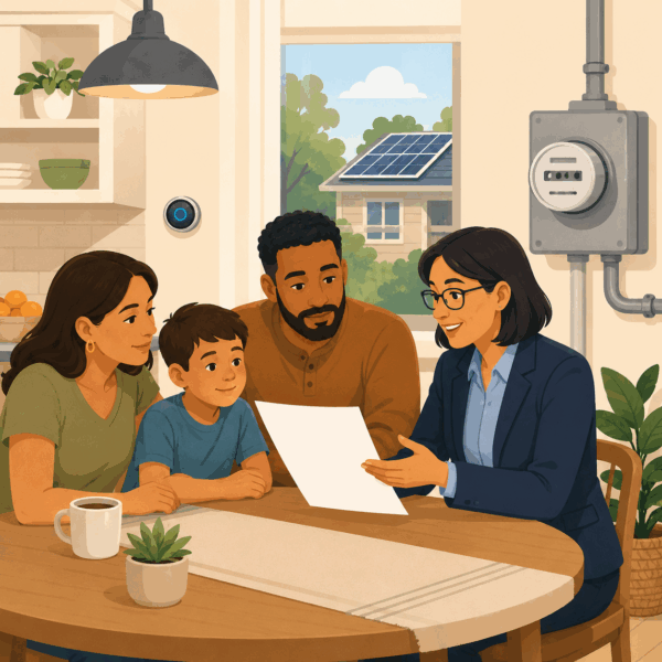 Ratepayers reviewing information about utility rates and cost increases