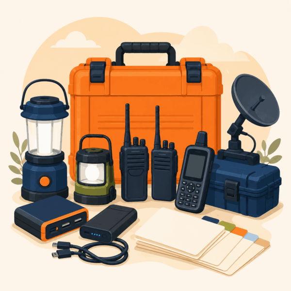Emergency communication equipment and utility response resources prepared for a potential disruption.