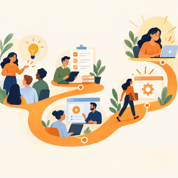 Employee digital transformation communication roadmap from awareness and training to new workflow adoption