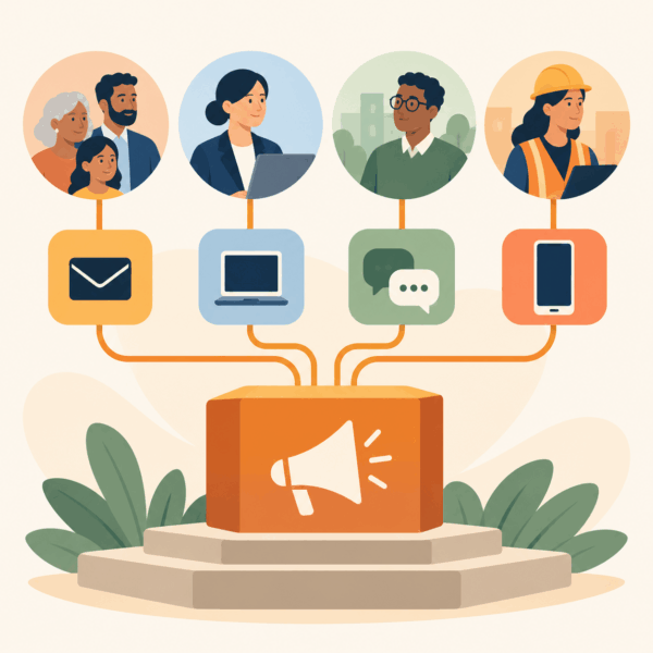 Consistent communication messaging framework reaching residents, employees, partners, and field teams through multiple channels